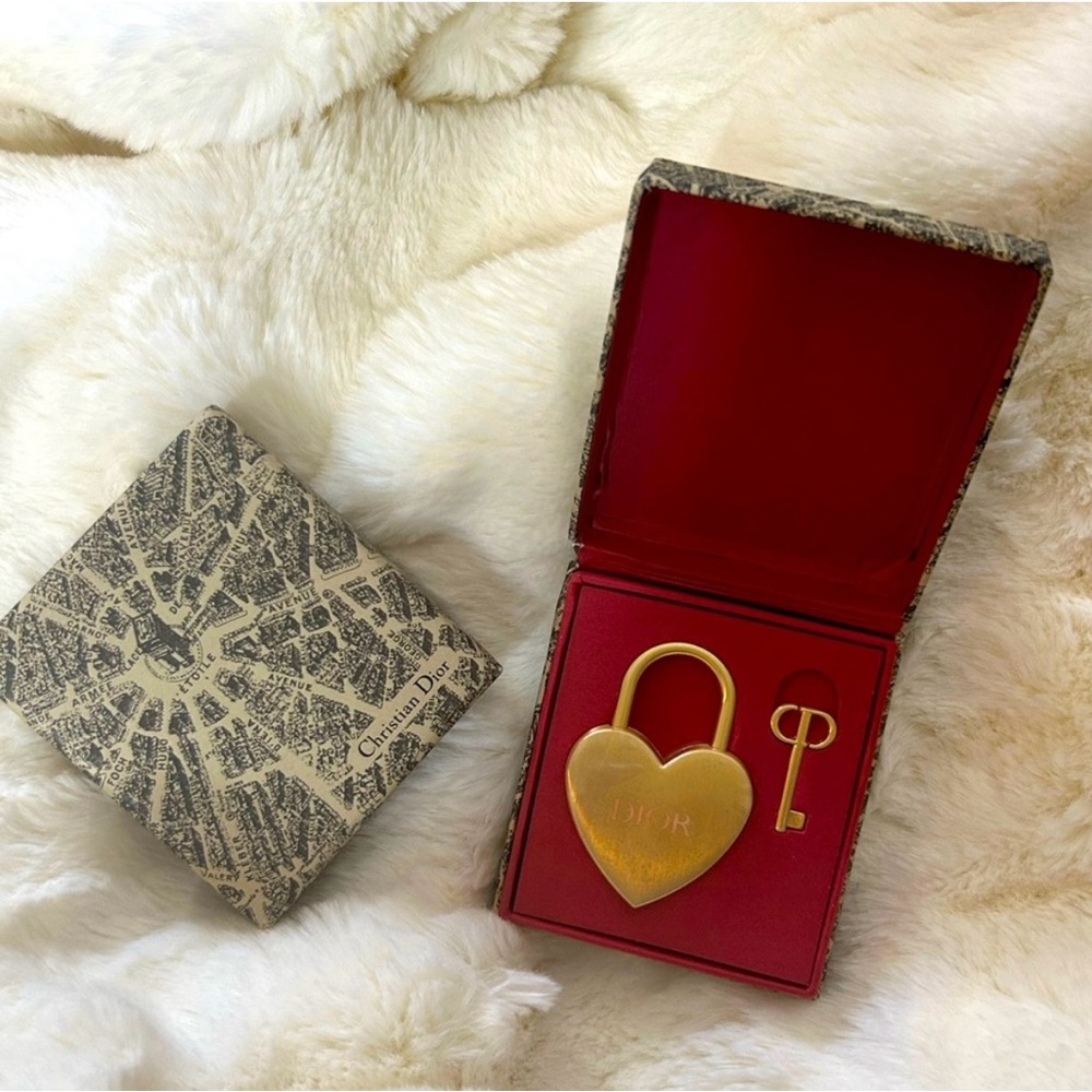 Dior Heart Lock and Key Set – Gold Tone, With Box